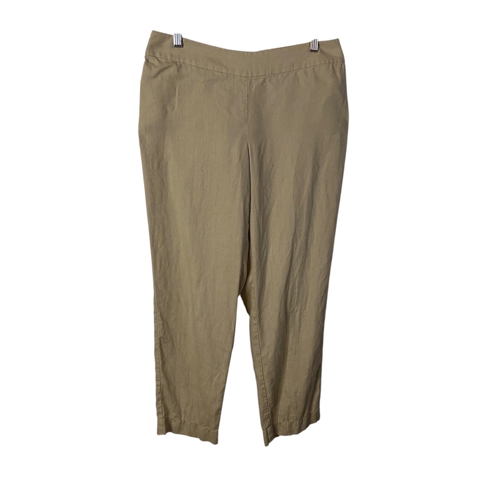 Eileen Fisher Womens Beige 100% Organic Linen Pull On Straight Leg Pants S